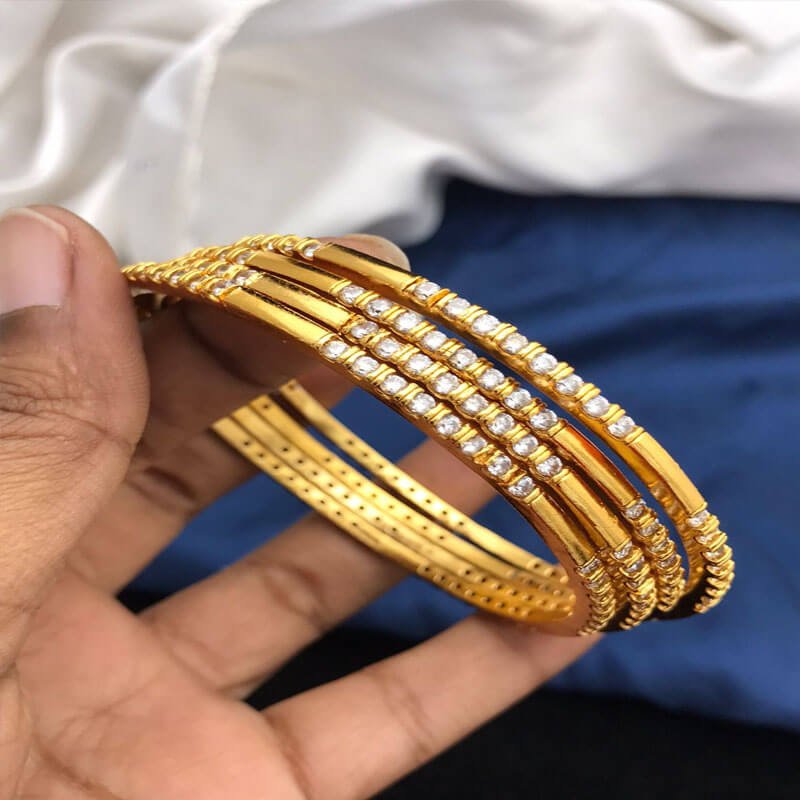 Vintage Bangles -  white stone