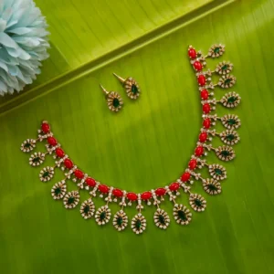 Saayal- Coral Red Neckpiece