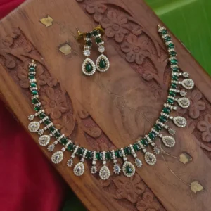 Jahnavi AD Necklace - Green