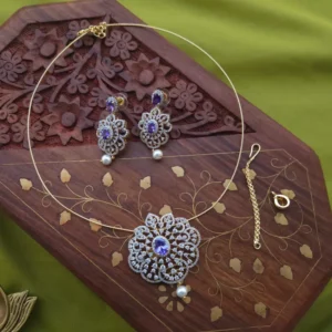 Floral AD Hasli Neckpiece (Purple)