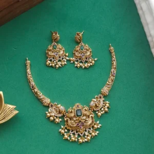 Abhi Antique Real gold Inspired Necklace - Non Idol