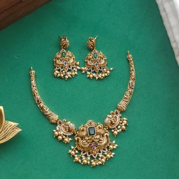 Abhi Antique Real gold Inspired Necklace - Non Idol