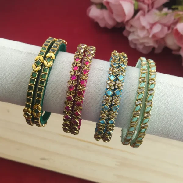 Silk Thread - Floral Kundan Bangles